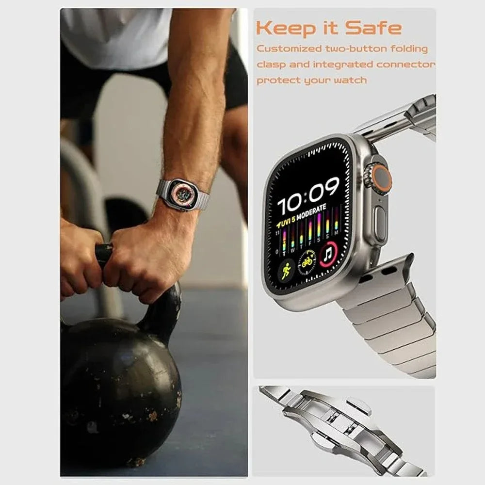 Renzo Stainless Steel Link Apple Watch Band