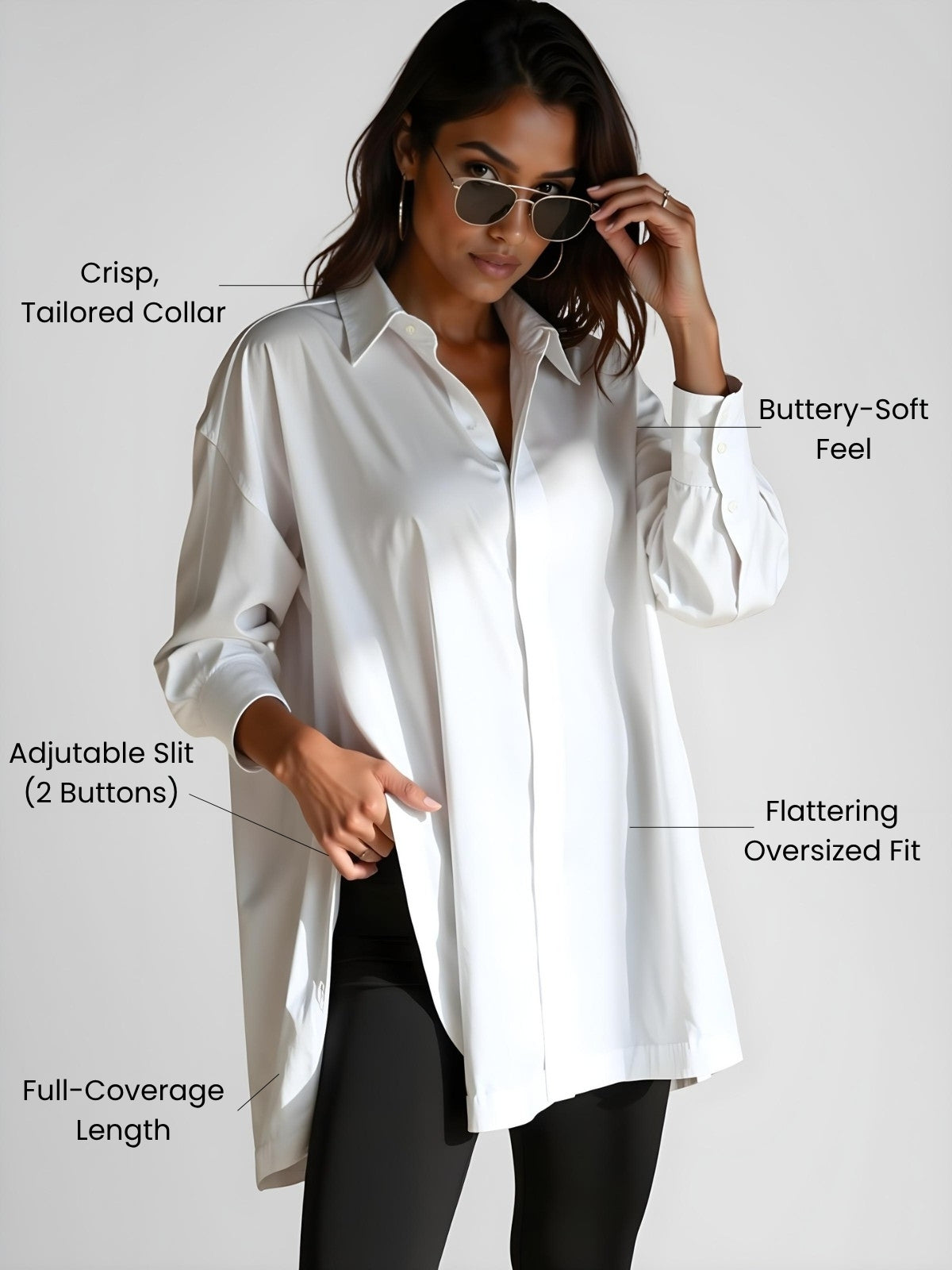 Luna Oversized Lapel Button Shirt Dress