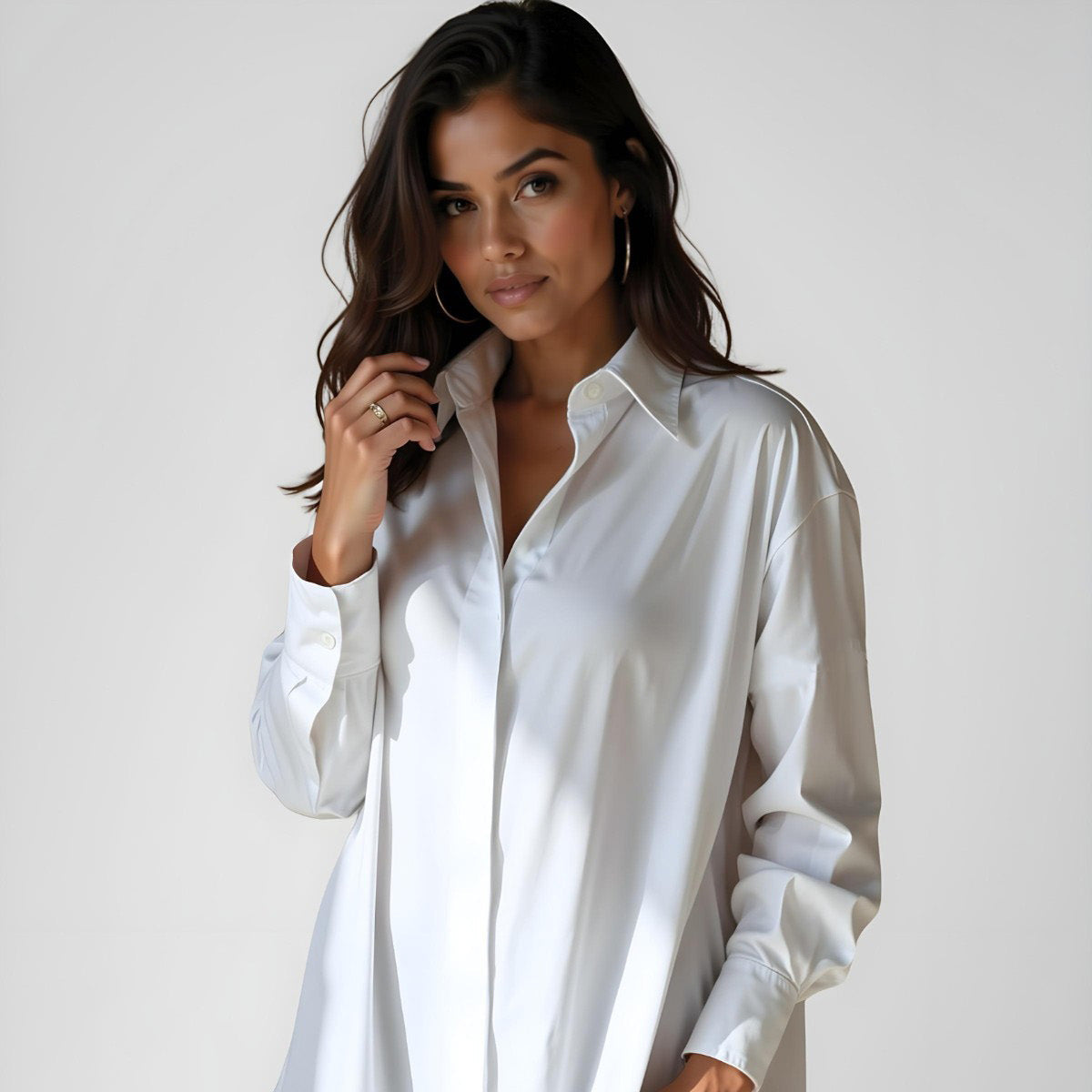 Luna Oversized Lapel Button Shirt Dress