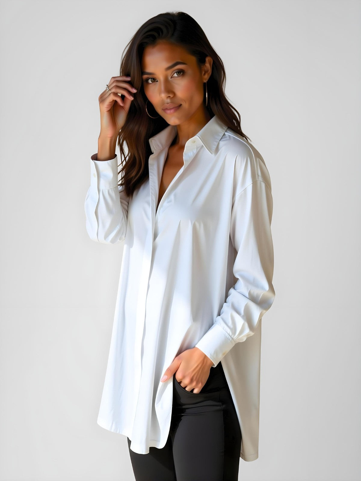 Luna Oversized Lapel Button Shirt Dress