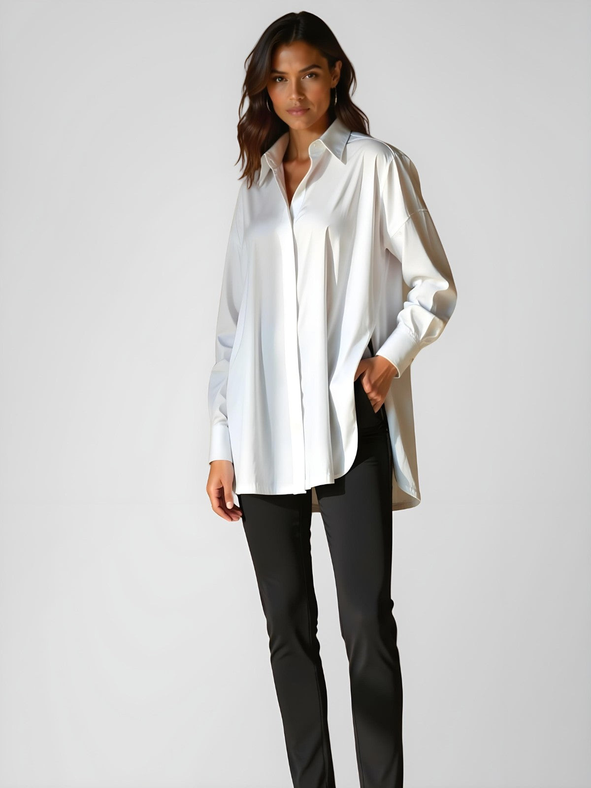 Luna Oversized Lapel Button Shirt Dress