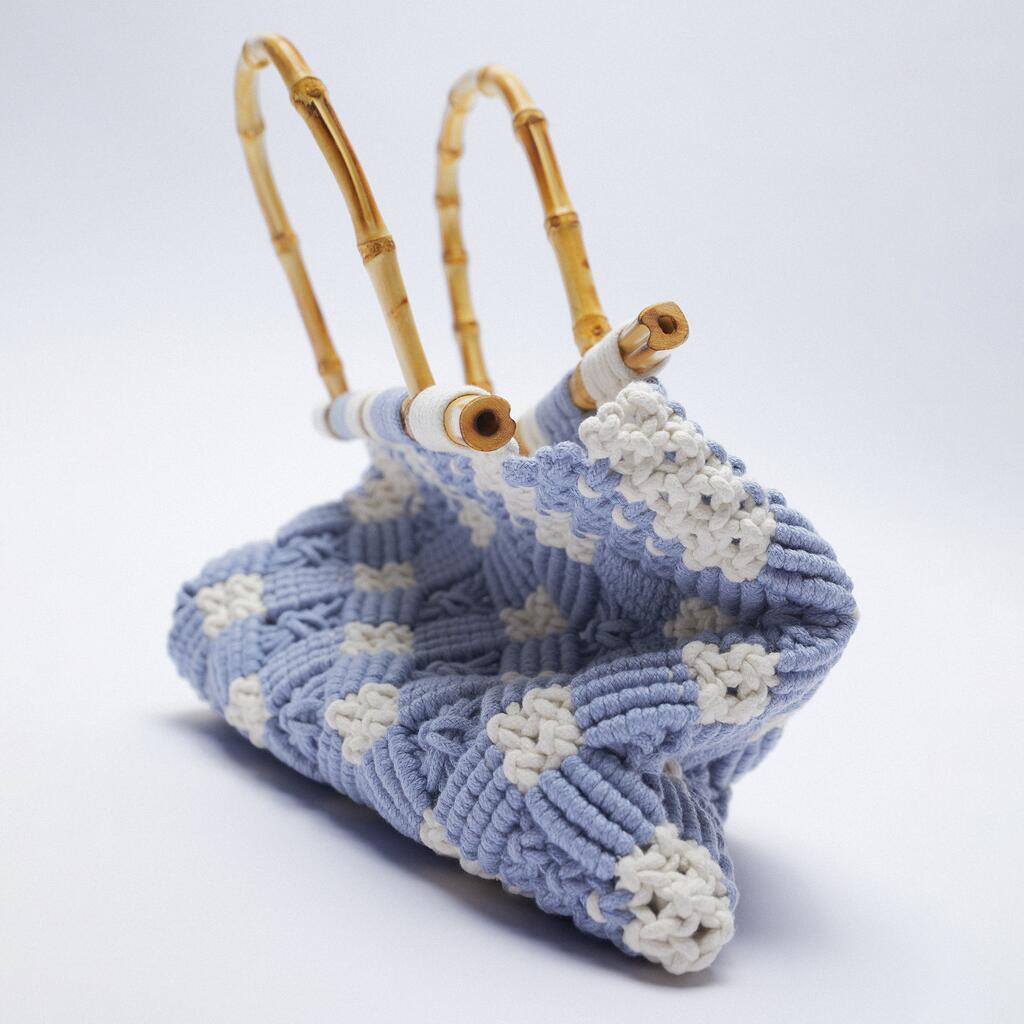 Heritage Macrame Bamboo Handle Bag