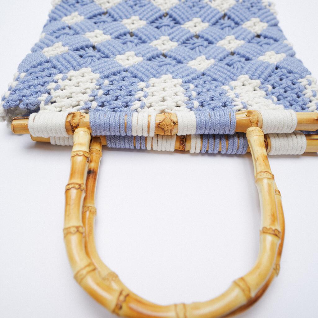 Heritage Macrame Bamboo Handle Bag