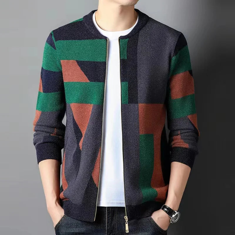 Tom Harrington Geometric Wool Cardigan