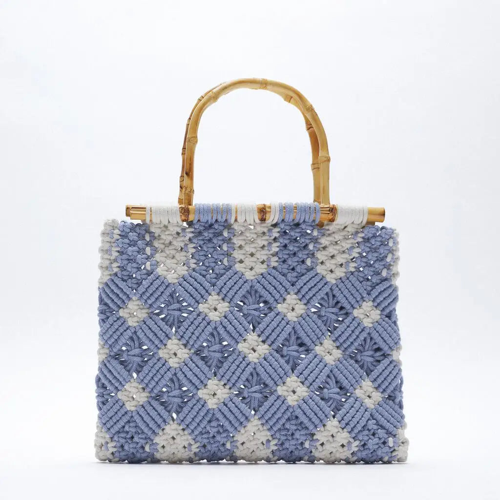 Heritage Macrame Bamboo Handle Bag