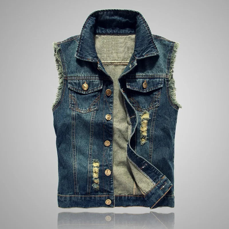 Jacob Mason Distressed Denim Vest