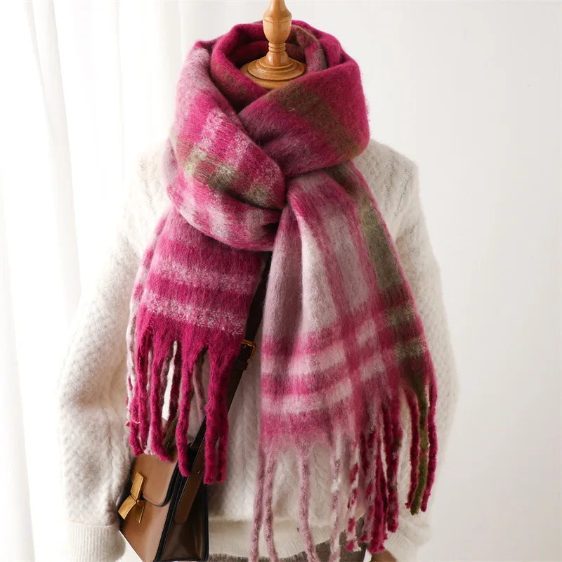 Winter Luxe Plaid Oversized Cashmere Scarf