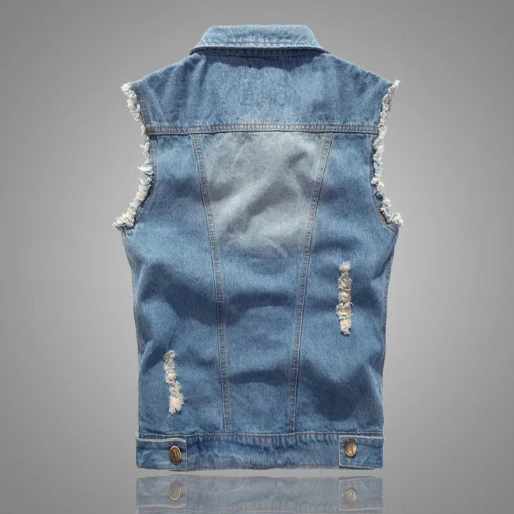 Jacob Mason Distressed Denim Vest