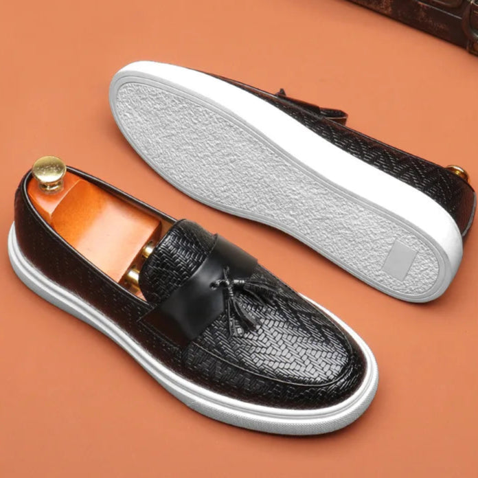 Lorenzo Don Embossed Leather Loafers