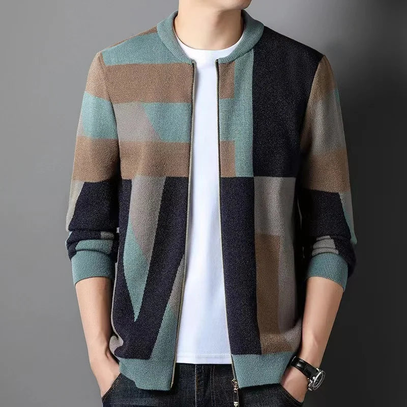 Tom Harrington Geometric Wool Cardigan