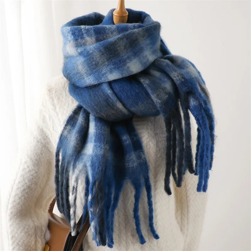 Winter Luxe Plaid Oversized Cashmere Scarf