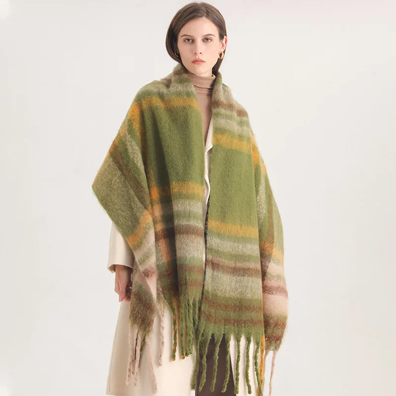 Winter Luxe Plaid Oversized Cashmere Scarf