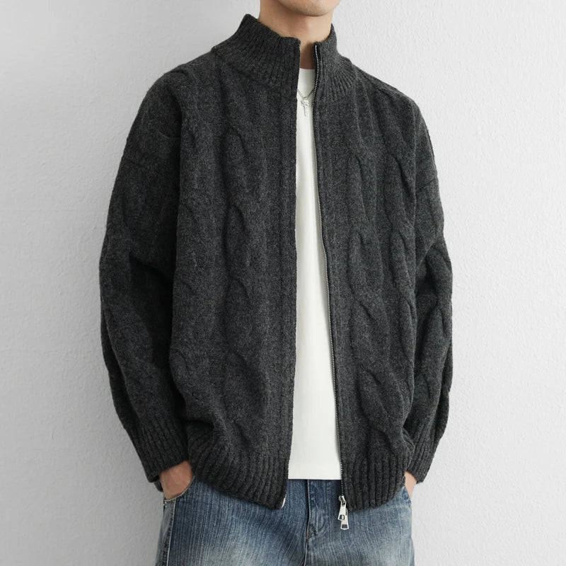 Jacob Mason Cable Zip Cardigan