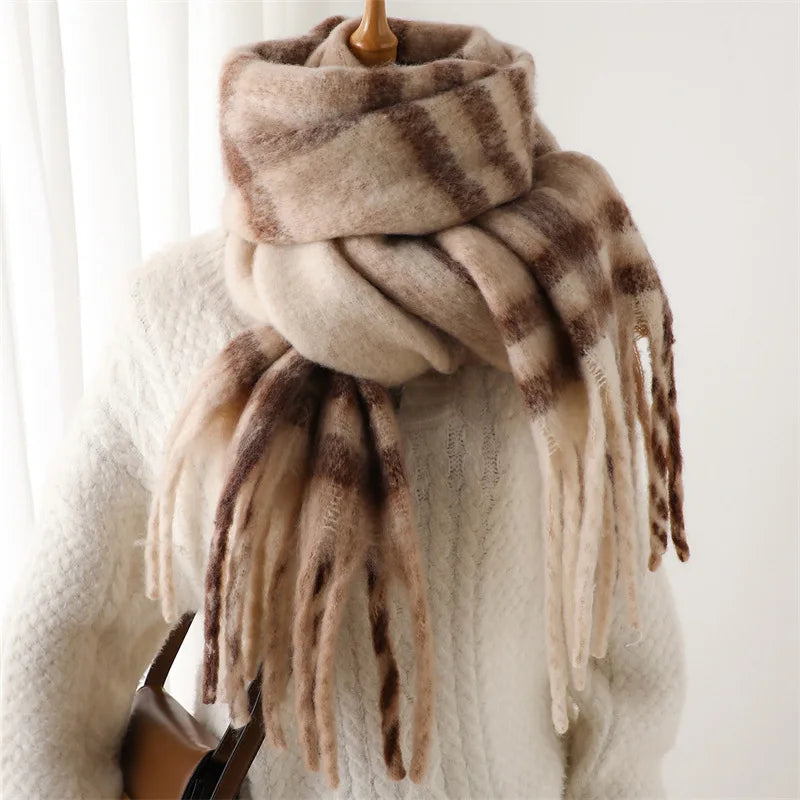 Winter Luxe Plaid Oversized Cashmere Scarf