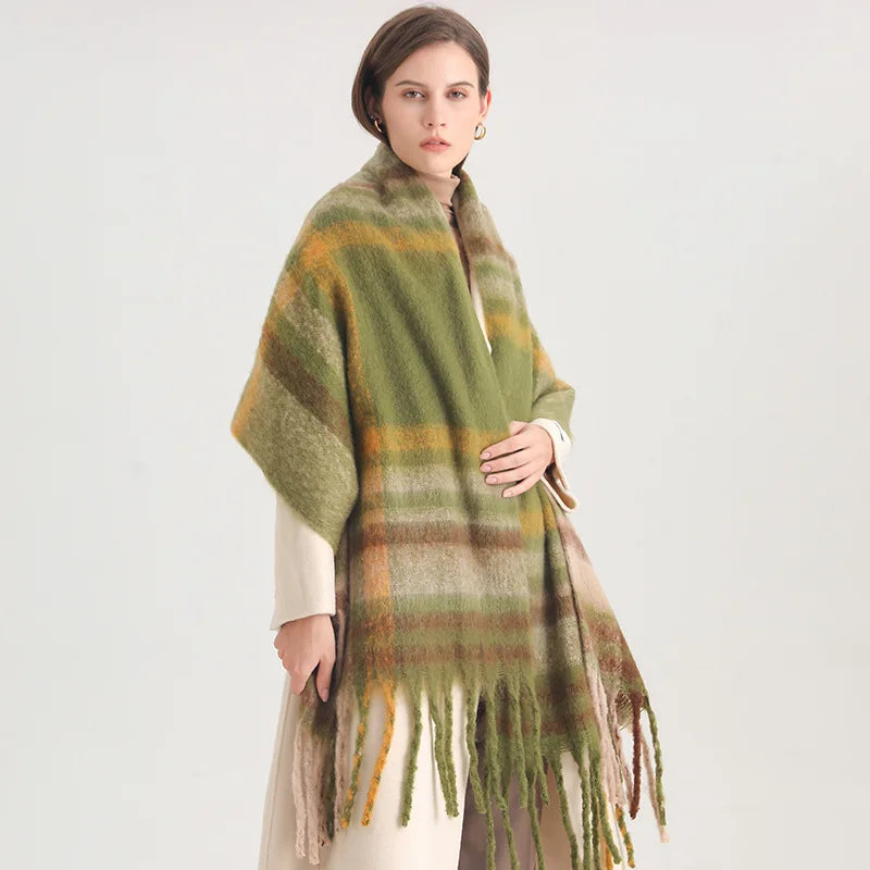 Winter Luxe Plaid Oversized Cashmere Scarf