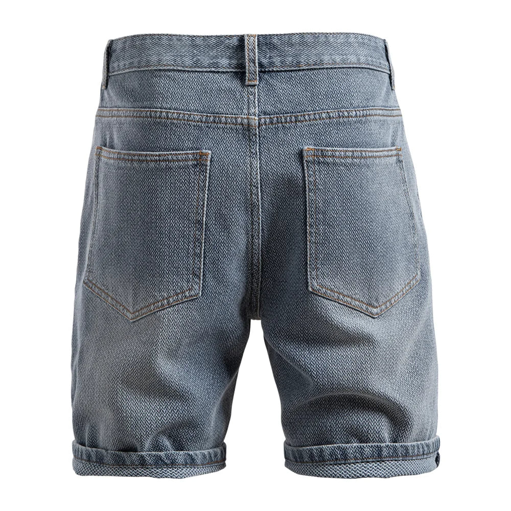 Dan Anthony Herringbone Denim Shorts