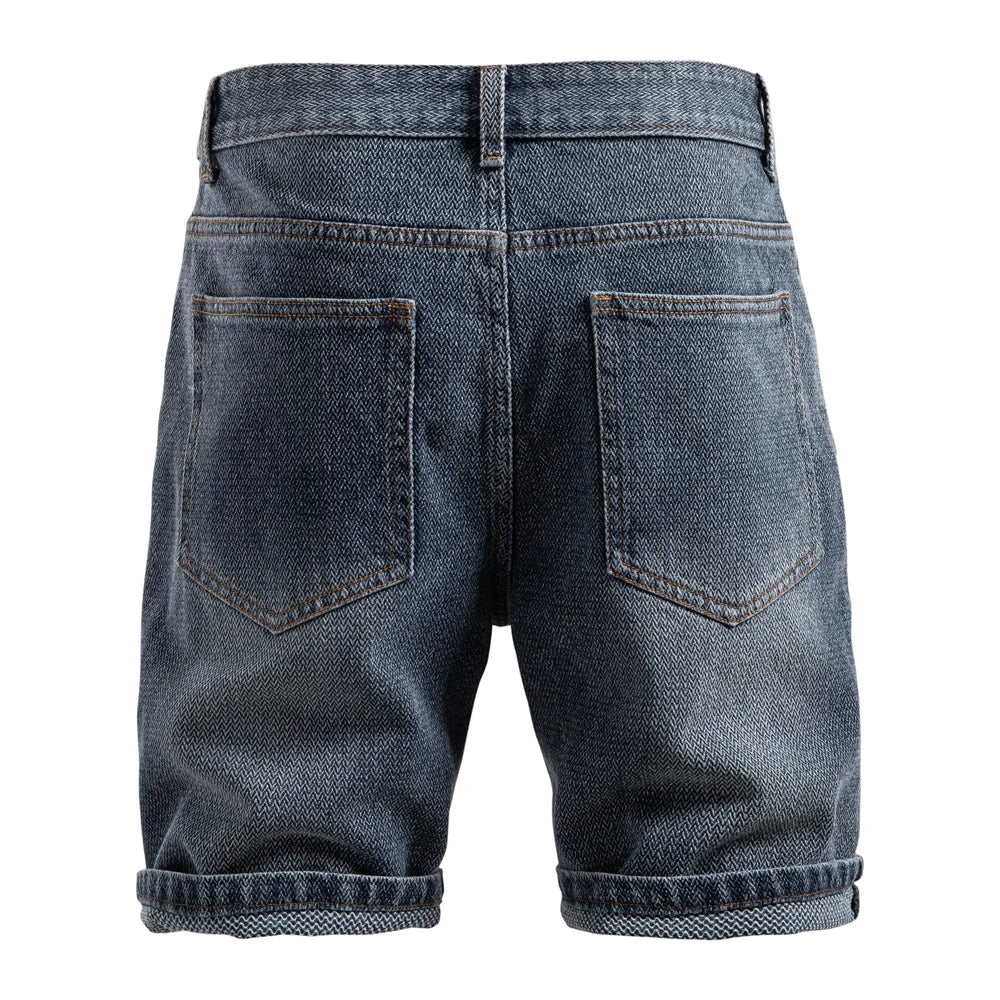Dan Anthony Herringbone Denim Shorts