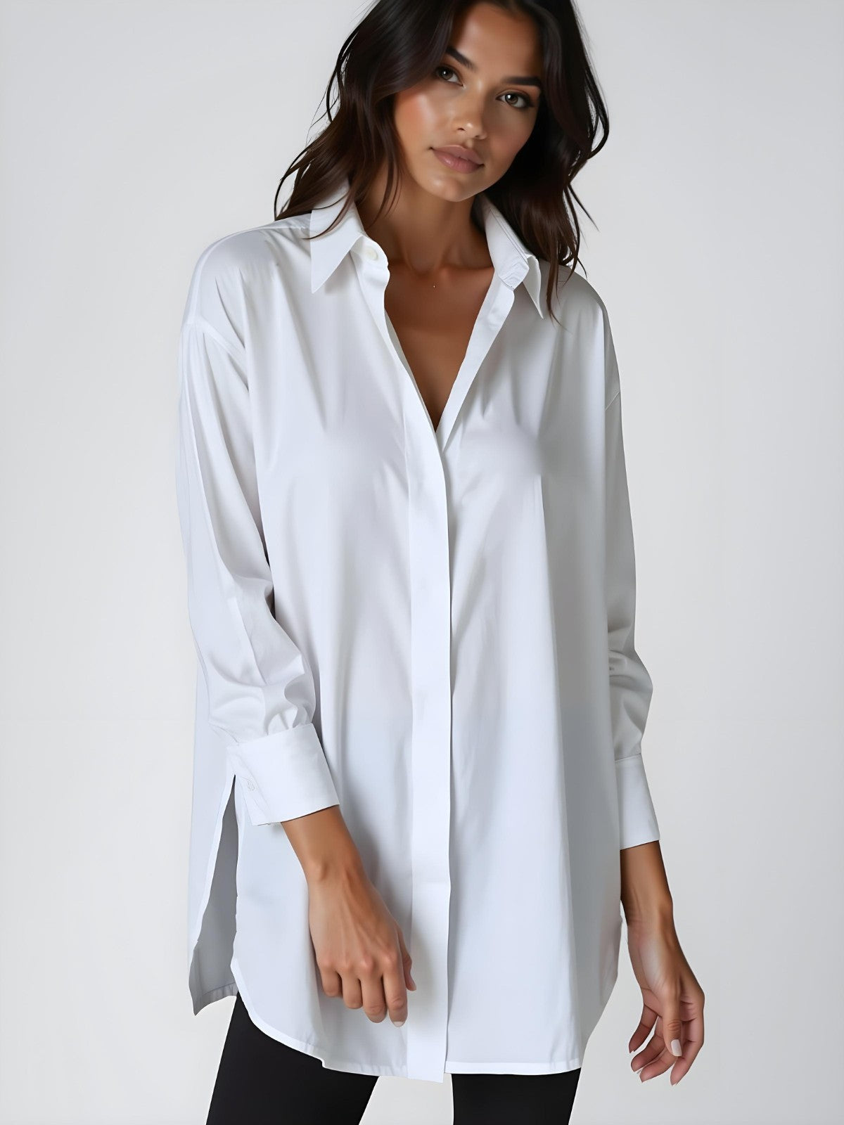 Luna Oversized Lapel Button Shirt Dress