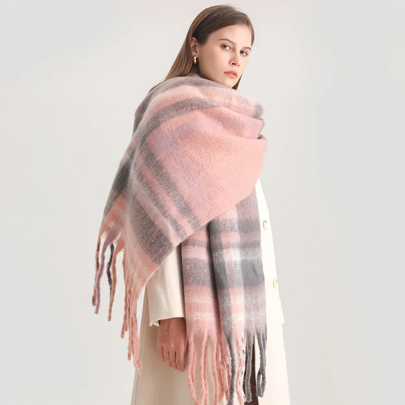 Winter Luxe Plaid Oversized Cashmere Scarf