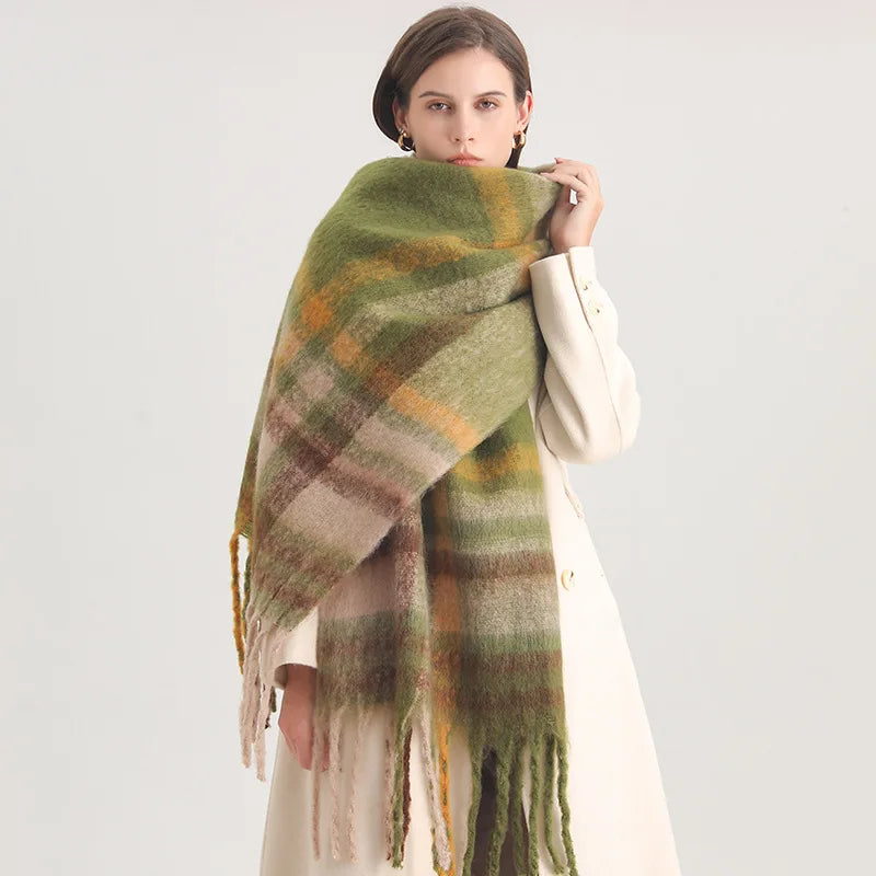 Winter Luxe Plaid Oversized Cashmere Scarf