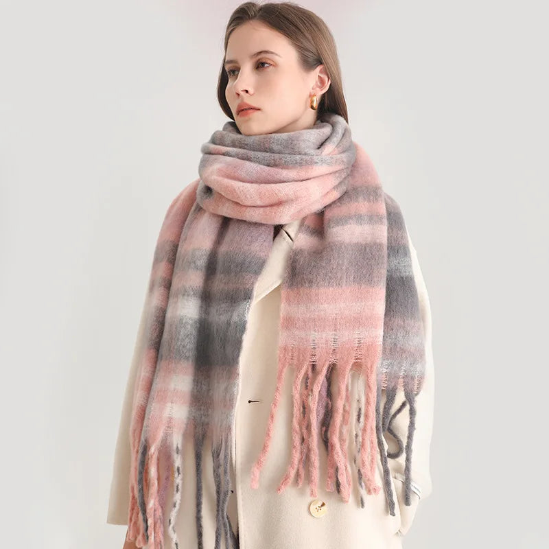 Winter Luxe Plaid Oversized Cashmere Scarf