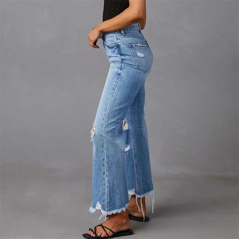 Luna Rose Distressed Flare Jeans
