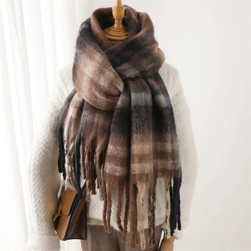 Winter Luxe Plaid Oversized Cashmere Scarf