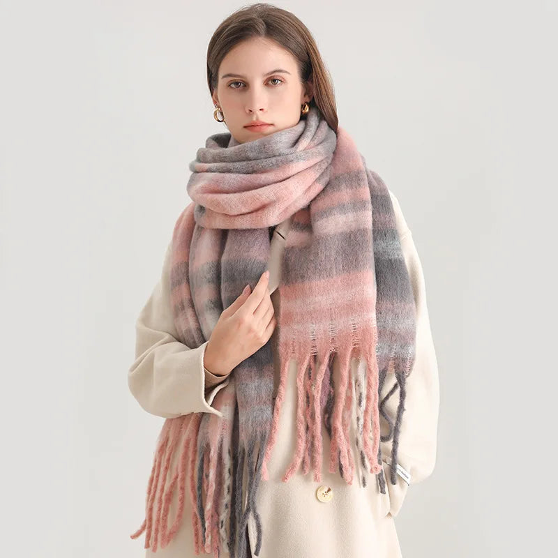 Winter Luxe Plaid Oversized Cashmere Scarf