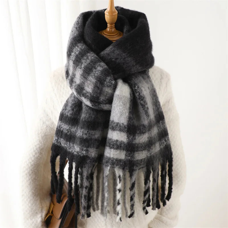 Winter Luxe Plaid Oversized Cashmere Scarf