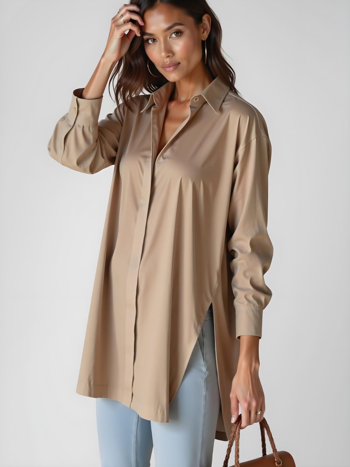 Luna Oversized Lapel Button Shirt Dress