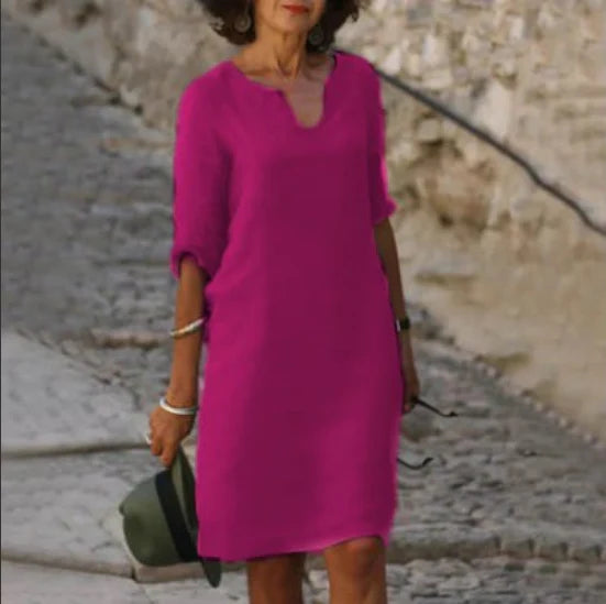 Sophia Clay Linen Midi Dress