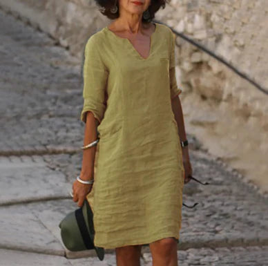 Sophia Clay Linen Midi Dress