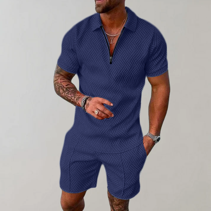 Ryan Textured Zip Polo Set